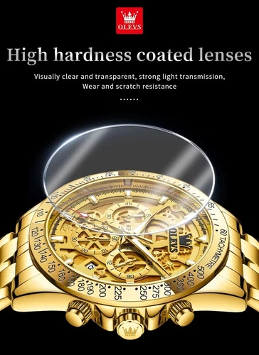 Waterproof Quartz Luminous OLEVS Business Luxury Men Watch Date Strap Gold Watch - Bild 13 von 25