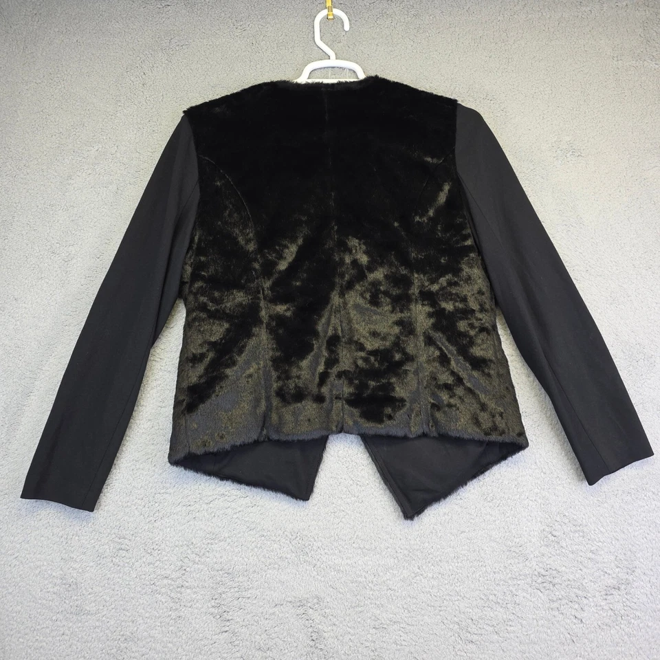 Chaqueta INC Mujer L Negra Cremallera Asimétrica Imitación Piel Blazer Preppy Motocicleta Foto 4 de 4