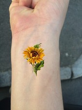 temporary tattoo - Set of two wrist size Sun Flower  approx. 1.5" each 
