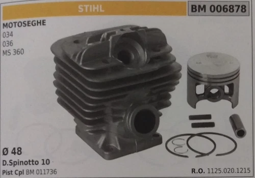11250201213 CYLINDER AND PISTON COMPLETE CHAINSAW STIHL 034 036 MS 360 Ø 48mm