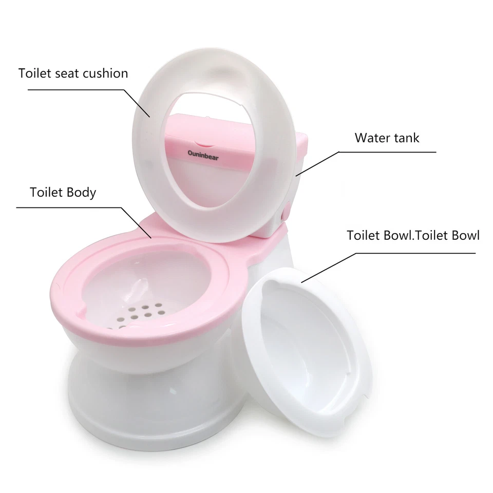 Pink Toddler Potty Training Toilet w/ Flushing Sound Handle Baby Chair Seat - Image 4 of 4