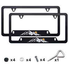 2pcs For Toyota Mountain & Sun Raised Car SUV License Plate Frame Metal Cover