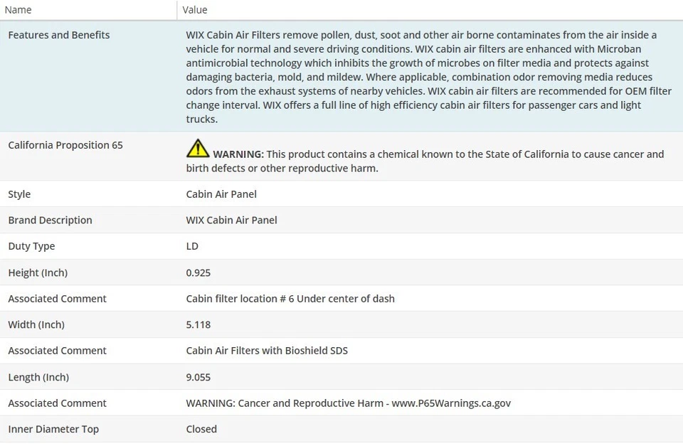 Filtro de ar de cabine WIX para GMC YUKON XL 2500 2001-2002 V8-8.1L - Imagem 3 de 4
