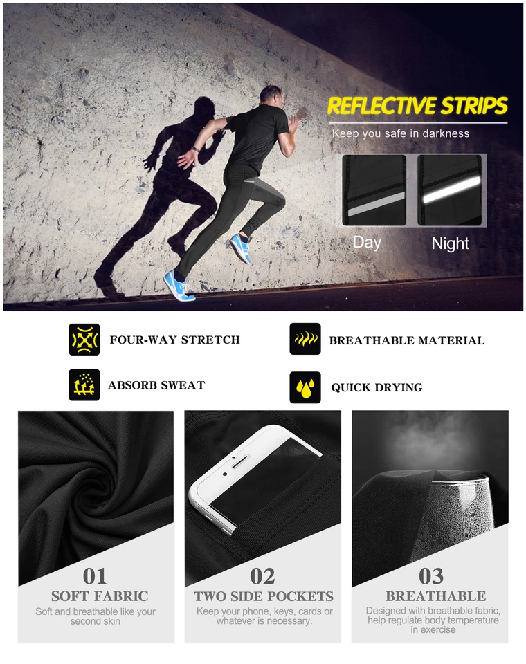 4 Pack Men's Compression Pants Baselayer Running Tights Leggings for Sports Gym - Image 2 of 4