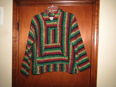 MEXICAN BAJA JOE JAMAICAN REGGAE RASTA COLORS BOB MARLEY HIPPIE HOODIE  HOODY S