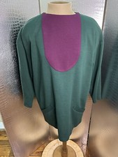 Vintage 80s Two Piece Color Block Suit Green Purple And Blue Size Medium