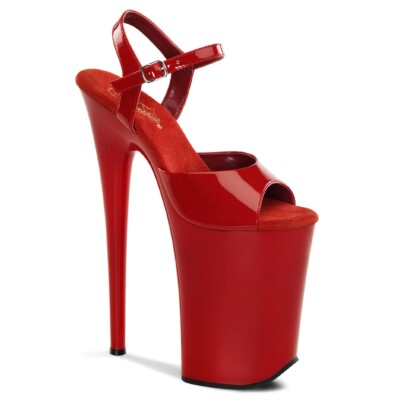 9'' Red Platform Stripper Gogo Pole Dancer High Heels Pleaser Infinity 8 9 10 11
