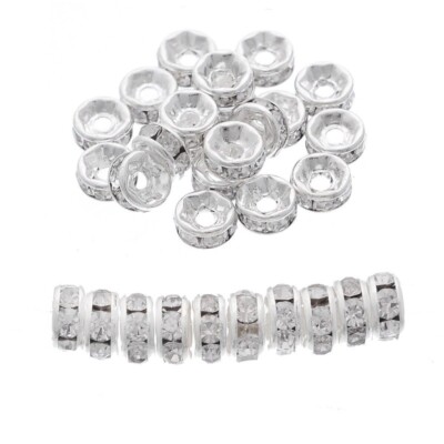 20 Perles Strass Transparent Argenté 10 Mm - Grade A, Pour Création De Bijoux Fantaisie