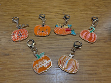 6x Autumn Pumpkin Charms For Bags, Keyrings, Zippers, Jewellery, Home Decor