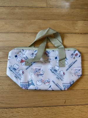 Sanrio Characters White Tote Bag Hello Kitty My Melody Kuromi Zipper Handles