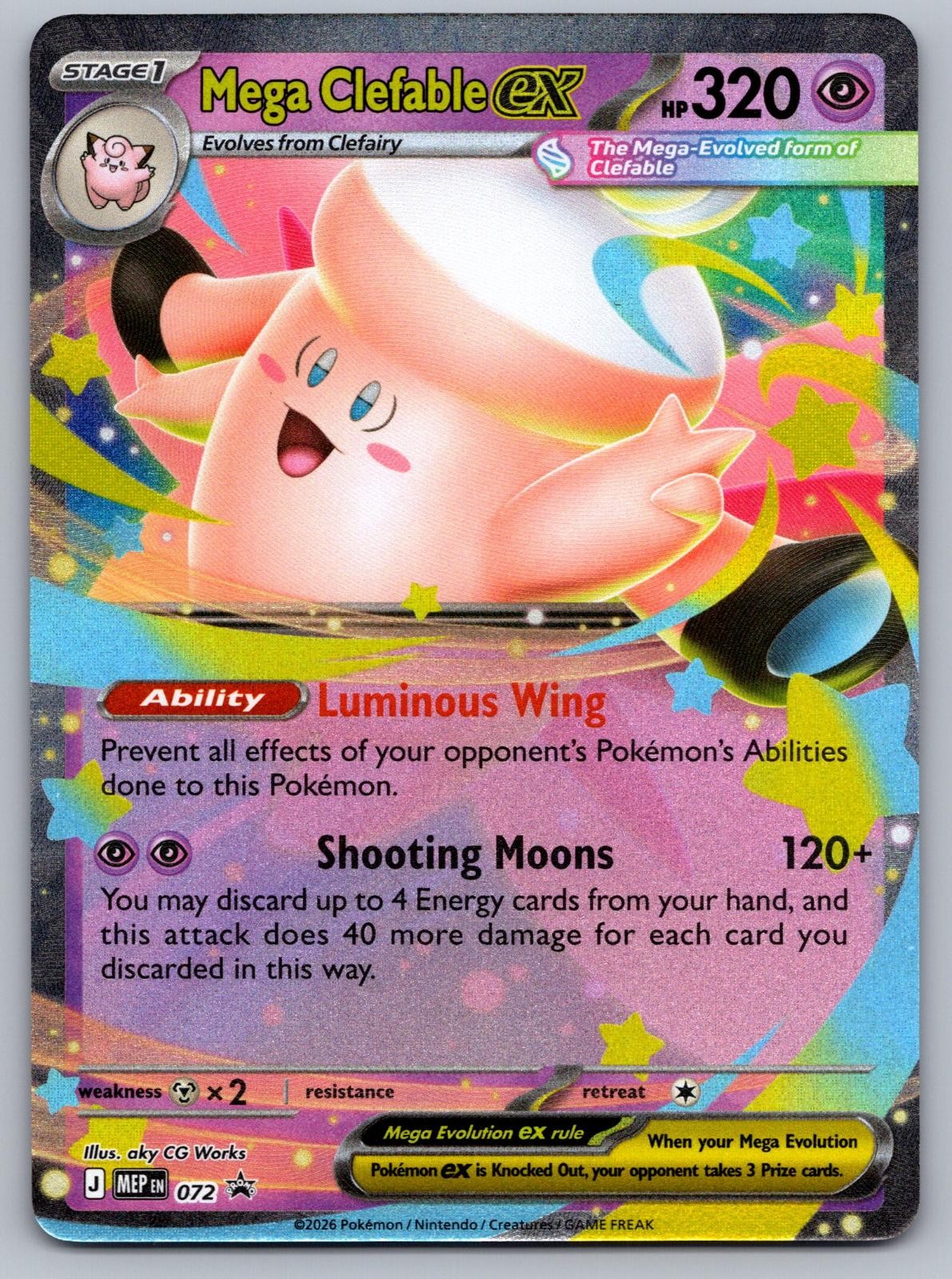 Mega Clefable ex 072 MEP ME: Mega Evolution Promo Holo NM