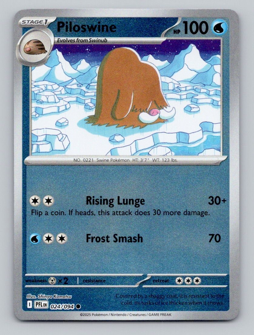 Reverse Holo Piloswine 024/094 Common Phantasmal Flames Pokemon