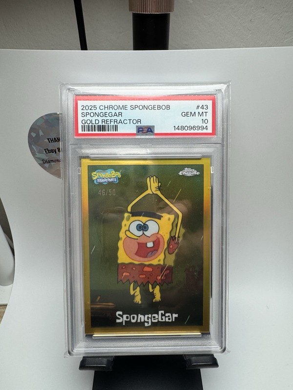 2025 Topps Chrome SpongeBob #43 SpongeGar Gold Refractor /50 PSA 10