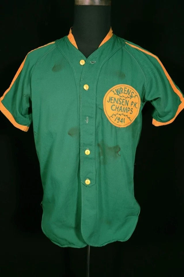 Camisa Beisbol Algodón Vintage Original Verde Y Dorado 1941 Talla Small - Imagen 1 de 4