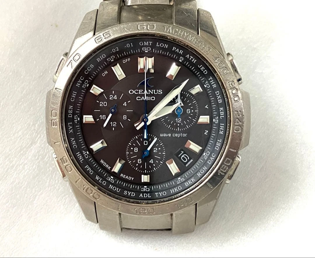 Reloj Pulsera CASIO OCEANUS OCW-600 Radio Titanio Solar Cronógrafo 18cm