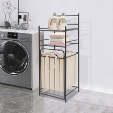 3 Tier Laundry Basket with Shelf Removable Bag Storage Organizer Rack for Home