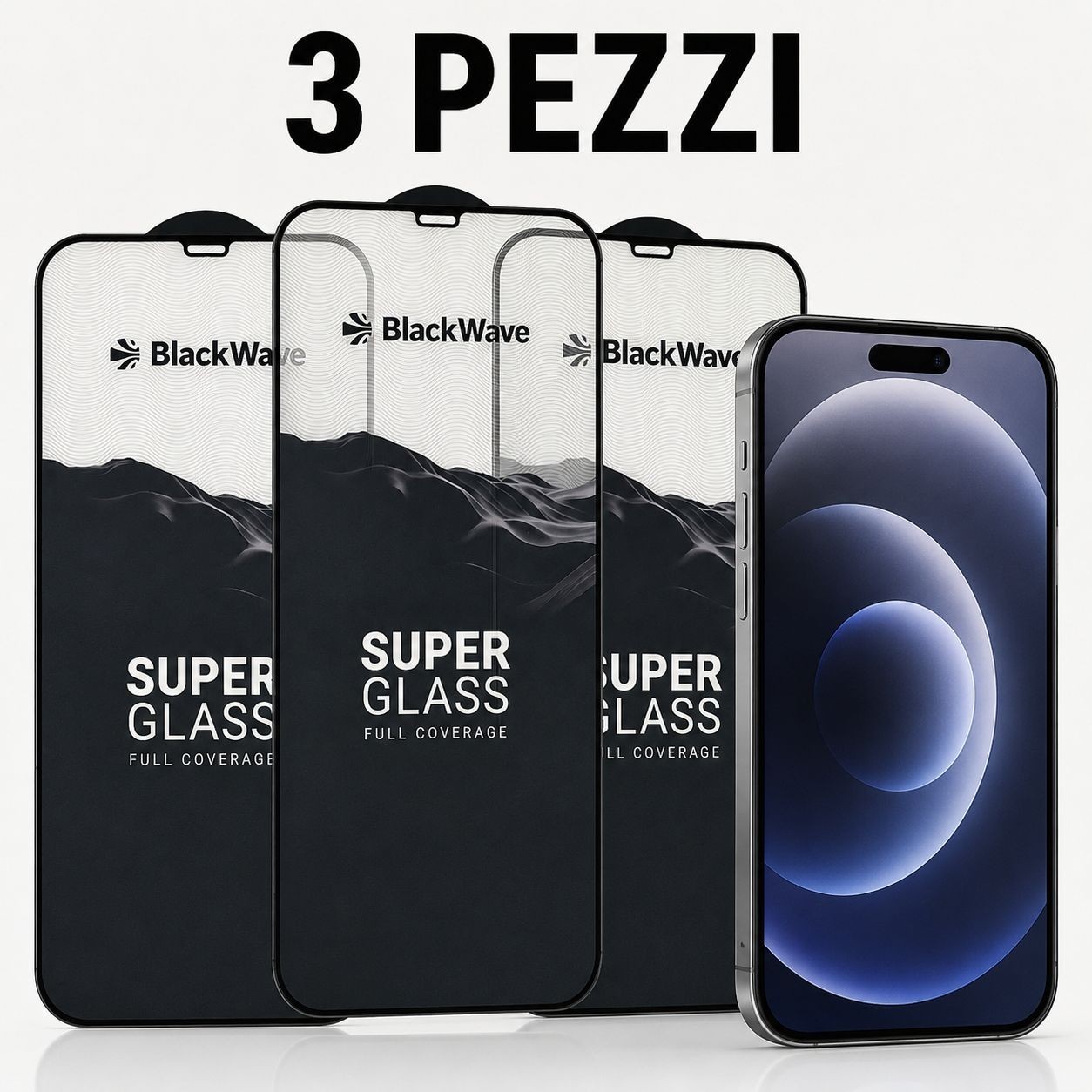 3 Pz Pellicola vetro temperato Per iPhone /X/XR/11/12/13/14/15/16/Plus/Max/Pro