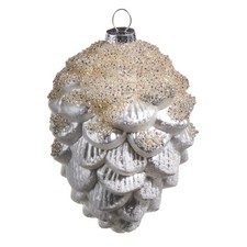 RAZ Imports Iced Pinecone Ornament, 4.5-Inch, Glass