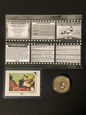 Bradford Exchange Mint Disney Mickey Mouse 24K Gold-Plated Proof Coin+Card/Flyer