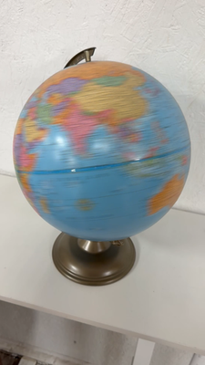 Vintage George F Cram Imperial Globe 12” World Map Metal Base USA