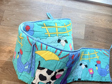 Quilted Farm Theme Multicolor Crib blanket Unisex Baby Nursery