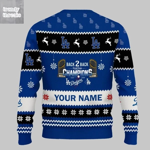 LA Dodgers Back 2 Back World Series Champions Ugly Sweater