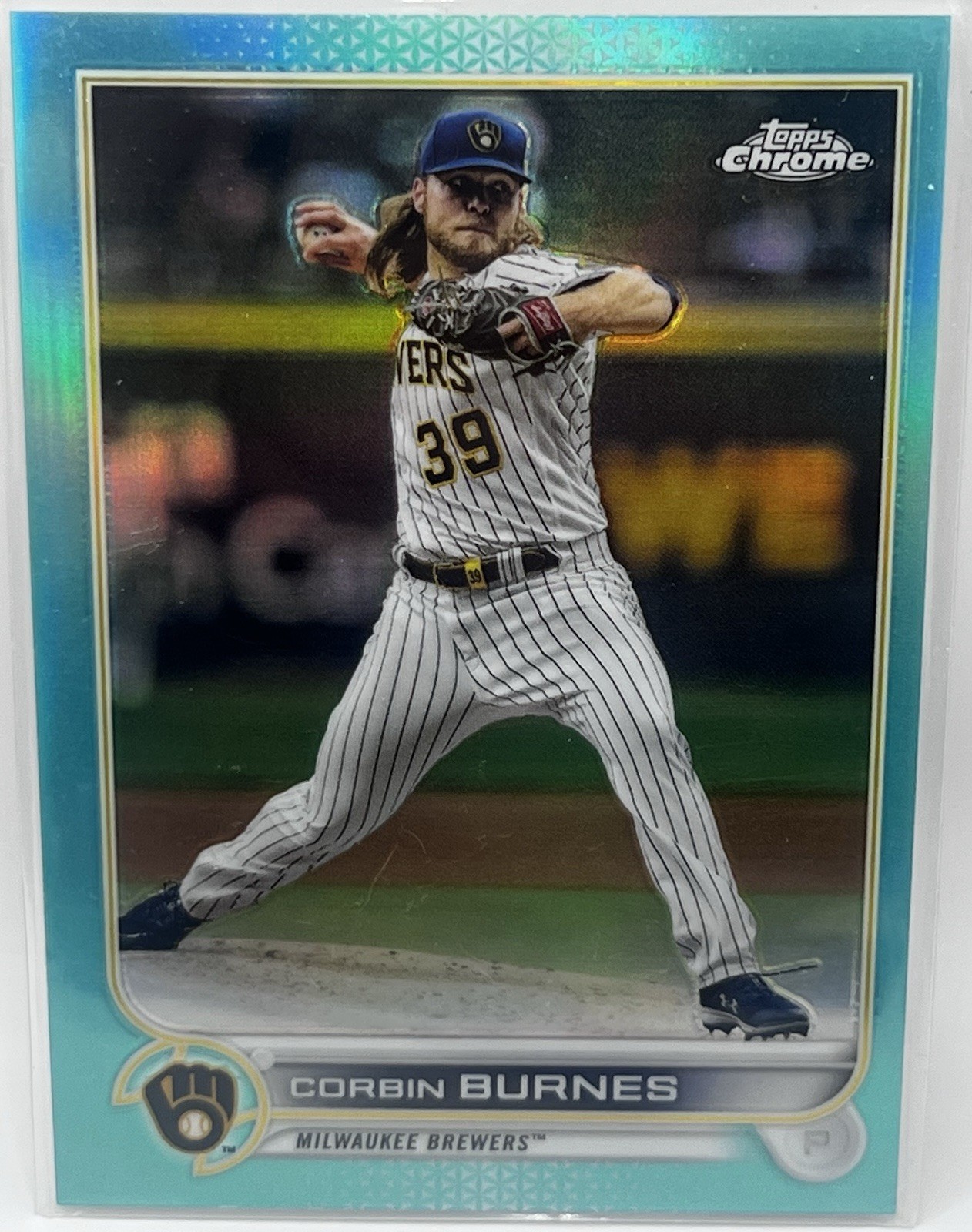 2022 Topps Chrome | Aqua Refractor #167 Corbin Burnes | 20/199 Brewers