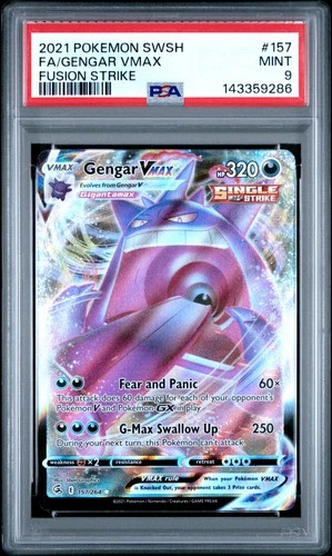 2021 POKEMON SWORD & SHIELD FUSION STRIKE #157 FULL ART/GENGAR VMAX PSA 9