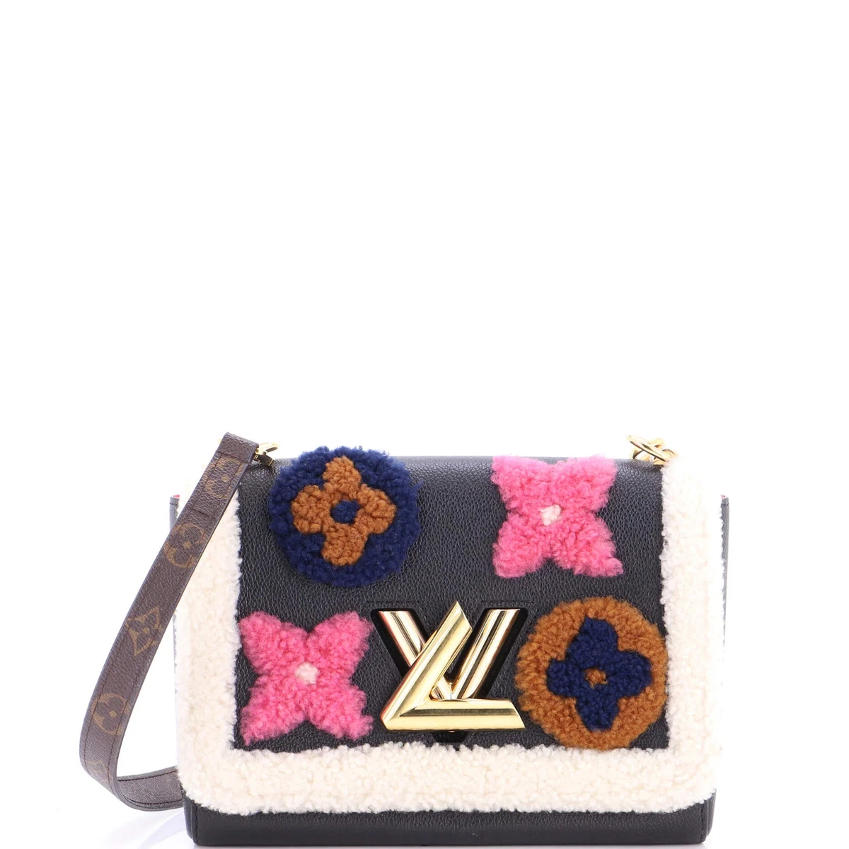 Louis Vuitton Twist Handbag Leather and Monogram Teddy Shearling
