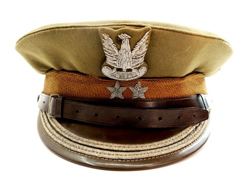 Post War Polish People's Army Major Rogatywka Visor Cap Green / Brown 2 Star Hat
