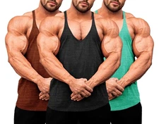 Men's Bodybuilding Stringer Tank Tops Y-Back Gym Fitness Muscle T Shirt Quick...