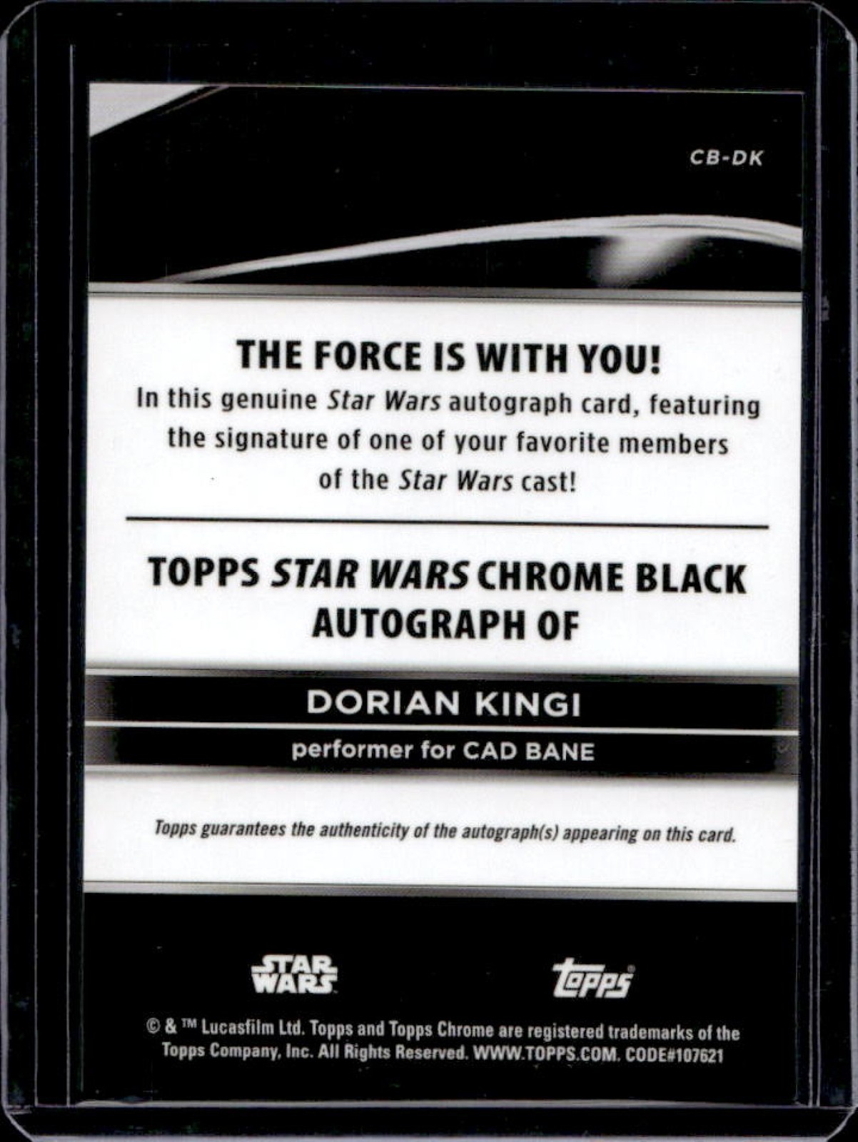 2025 Star Wars Smugglers Outpost Dorian Kingi Cad Bane Chrome Black Auto #CB-DK view 2