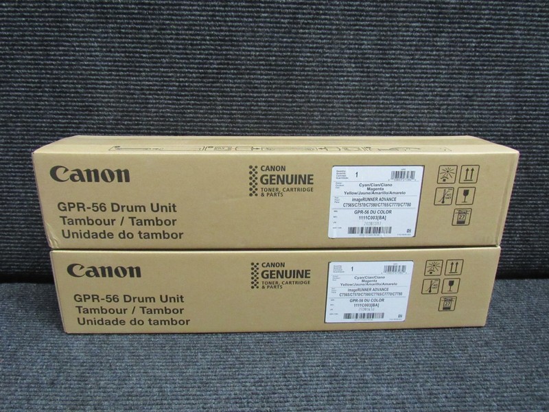 LOT OF 2! GENUINE CANON GPR-56 (1111C003) CYAN/MAGENTA/YELLOW DRUM UNIT