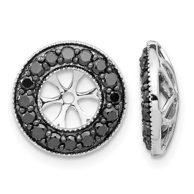 14 Karat Weißgold 3/4 Karat schwarzer Diamant Kreis Ohrring Jacken Damen