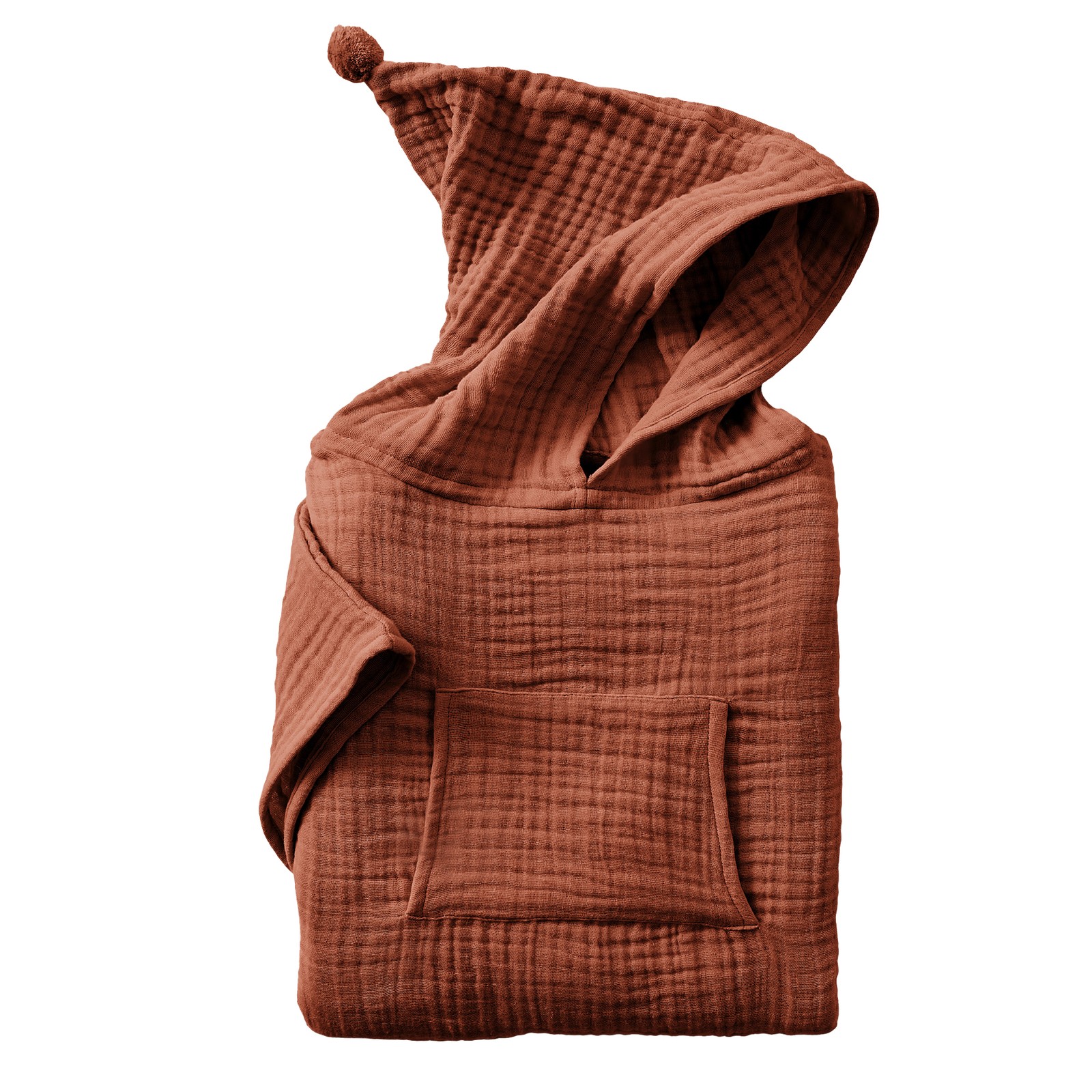 Poncho de bain enfant en gaze de coton terracotta haut de gamme style bohème chic