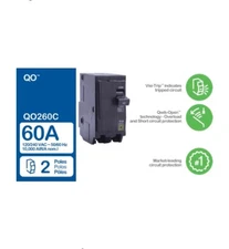 Square D Circuit Breaker QO, 60 Amp, 2 pole, 120/240VAC, 10kA (QO260)