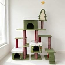 Christmas Cat Tree with Scratching Posts Hideouts - Multi-Level Playground