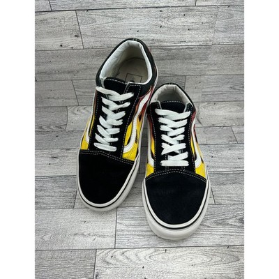 Vans Old Skool Flame Black Yellow Red Sneakers Mens 5 Womens 6.5 500714