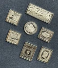 7 Sterling Silver Franklin Mint World Stamps – United States Issues ~7g Total