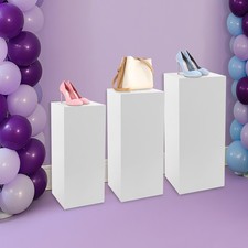 3x Display Pedestal Stand White Metal Display Pillars For Birthday Party Wedding