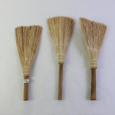 Lot of 3 Rustic Primitive Wooden Handle Whisk Brooms 12''