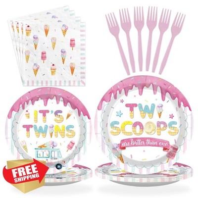 Greencian Ice Cream Twins Plates Set