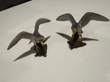 Pair of Schleich Peregrine Falcon Figurine Bird Of Prey Collectible Model #14633