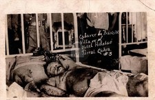 c1923 Pancho Villa Body in Hotel Bed Mexican Revolution 2 RPPC Postcard COPY