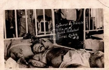 c1923 Pancho Villa Body in Hotel Bed Mexican Revolution 2 RPPC Postcard COPY