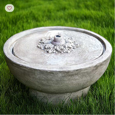 Gray Resin Garden Fountain with Elevated Desi...