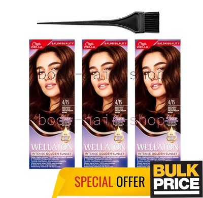 Wella Wellaton 4/15 Twilight Medium Brown Salon-Inspired Hair Color Cream 3-Pack