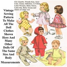 7" - 8-3/4" Doll Clothes Pattern From The 1960s