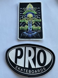 Pro Old school skate shop Embroidered 2 Patch set skateboard dogtown Alva sims 