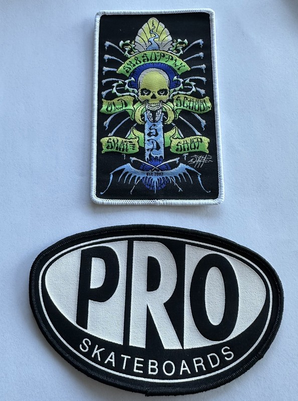 Pro Old school skate shop Embroidered 2 Patch set skateboard dogtown Alva sims 